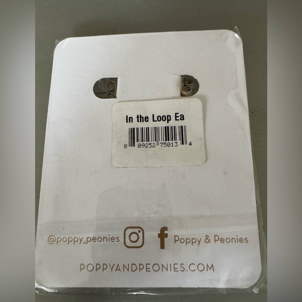NWT - Poppy & Peonies Tan Hoop Earrings - Picture 2 of 5